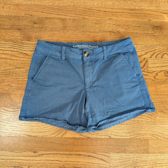 American Eagle Outfitters Pants - American Eagle AEO Twill Shorts Womens Size 12 Blue Midi Super Stretch Chino